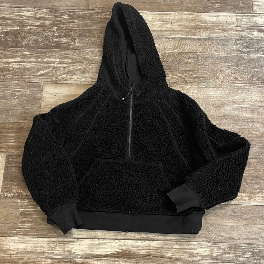 Lululemon scuba 3/4 zip cropped wool blend hoodie
